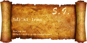 Sóki Irma névjegykártya
